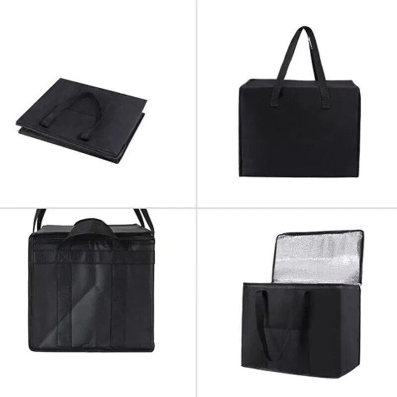 Folding Insulated Picnic Bag for Outdoor Camping, BBQ, Catering, and Travelling with Zipper Closure