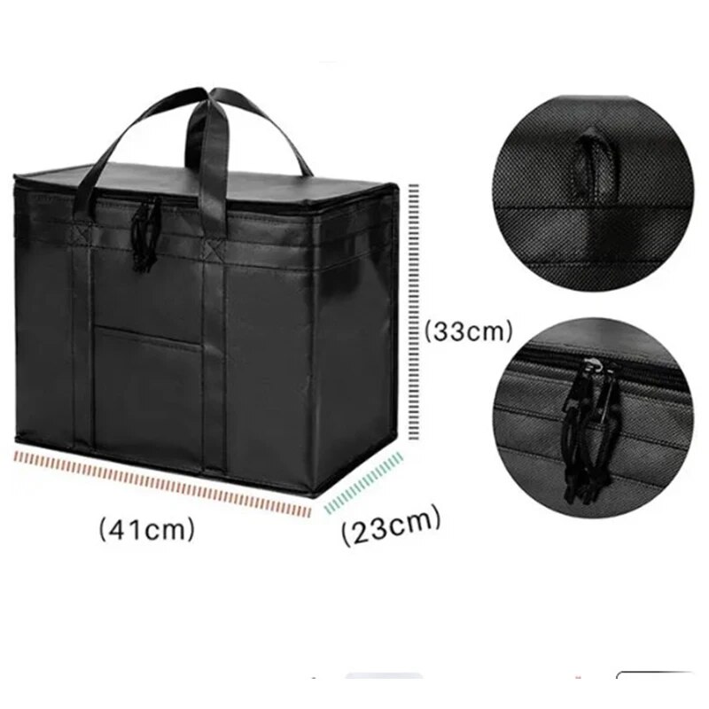 Folding Insulated Picnic Bag for Outdoor Camping, BBQ, Catering, and Travelling with Zipper Closure