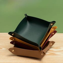 desktop storage tray organizer pu leather basket for jewelry cosmetic key stuff