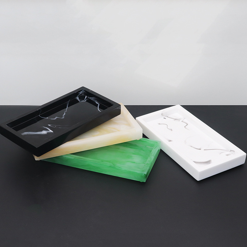 Marble Resin Household Storage Tray Rectangular Jewelry Storage Tray For Bathroom Kitchen Dish Plat 1