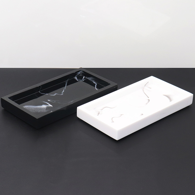 Marble Resin Household Storage Tray Rectangular Jewelry Storage Tray For Bathroom Kitchen Dish Plat 2