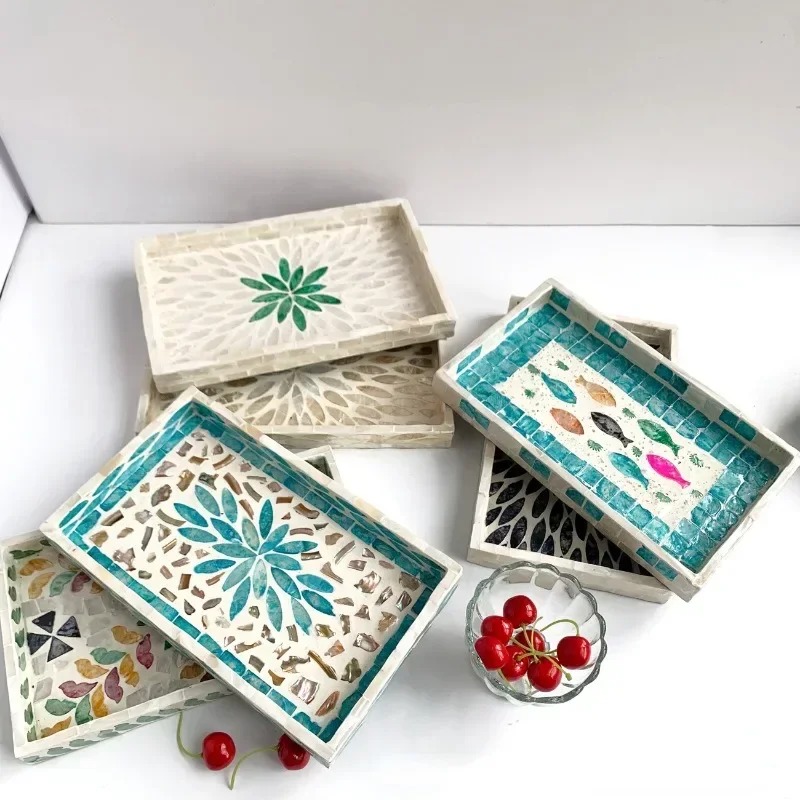 Colorful Storage Container, Rectangular Shell Tray, Decorative Storage Board