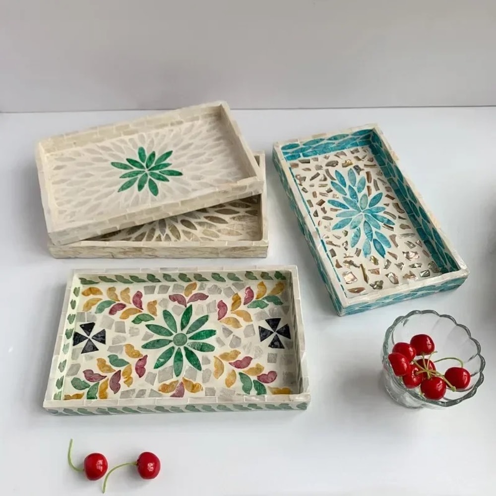 Colorful Storage Container, Rectangular Shell Tray, Decorative Storage Board