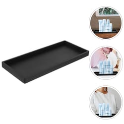 compact black silicone bathroom vanity tray for jewelry perfume pressed powder storage daily use