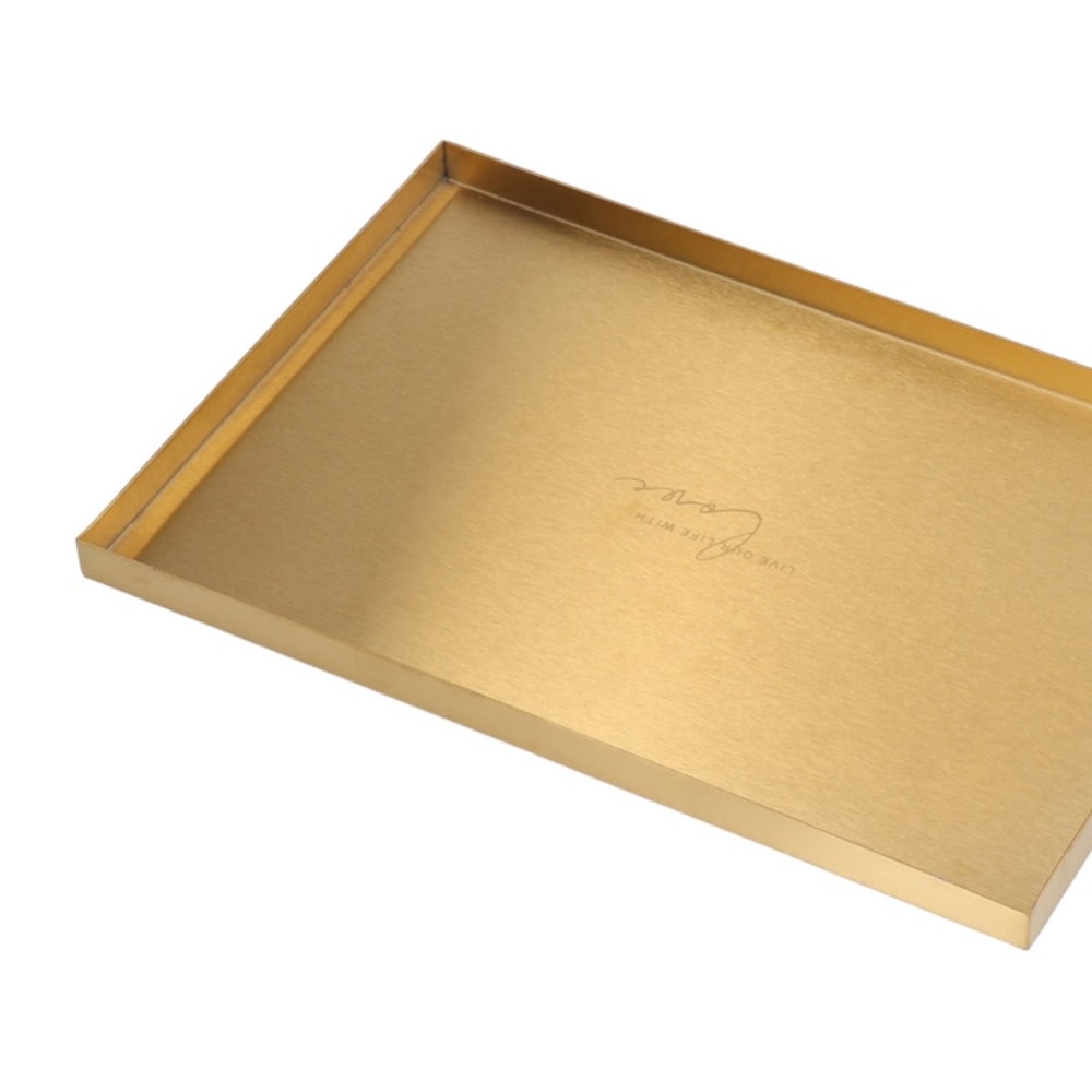 Gold Plate Modern Metal Rectangle Storage Tray for Cosmetic and Jewelry Display Stainless Steel Tray