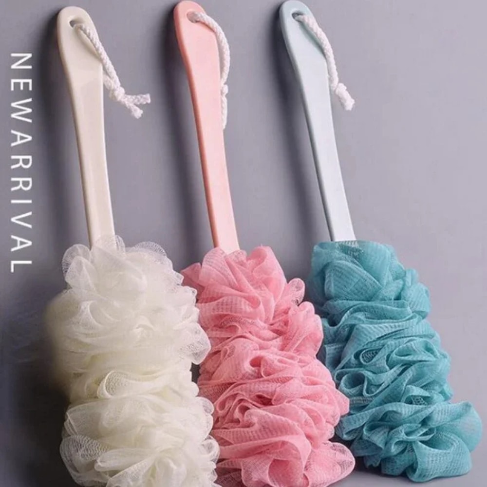 Hanging Mesh Back Scrubber Brush Long Handle Soft Exfoliating Shower Sponge For Body 2