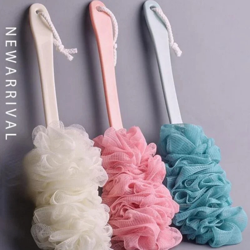 Hanging Mesh Back Scrubber Brush Long Handle Soft Exfoliating Shower Sponge For Body 2