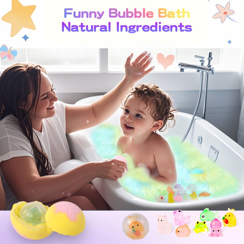 Bath Bombs for Kids with Surprise Inside Natural Organic Kids Bubble Bath Fizzy for Boys and Girls with Fun Bath Toys