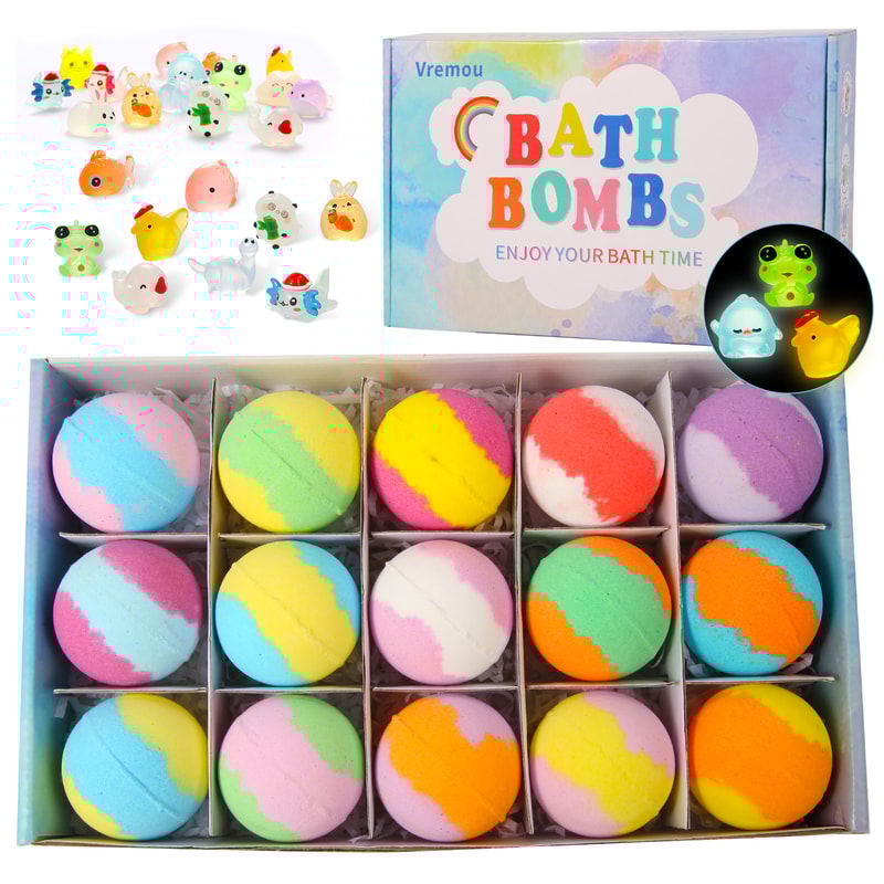 Bath Bombs for Kids with Surprise Inside Natural Organic Kids Bubble Bath Fizzy for Boys and Girls with Fun Bath Toys