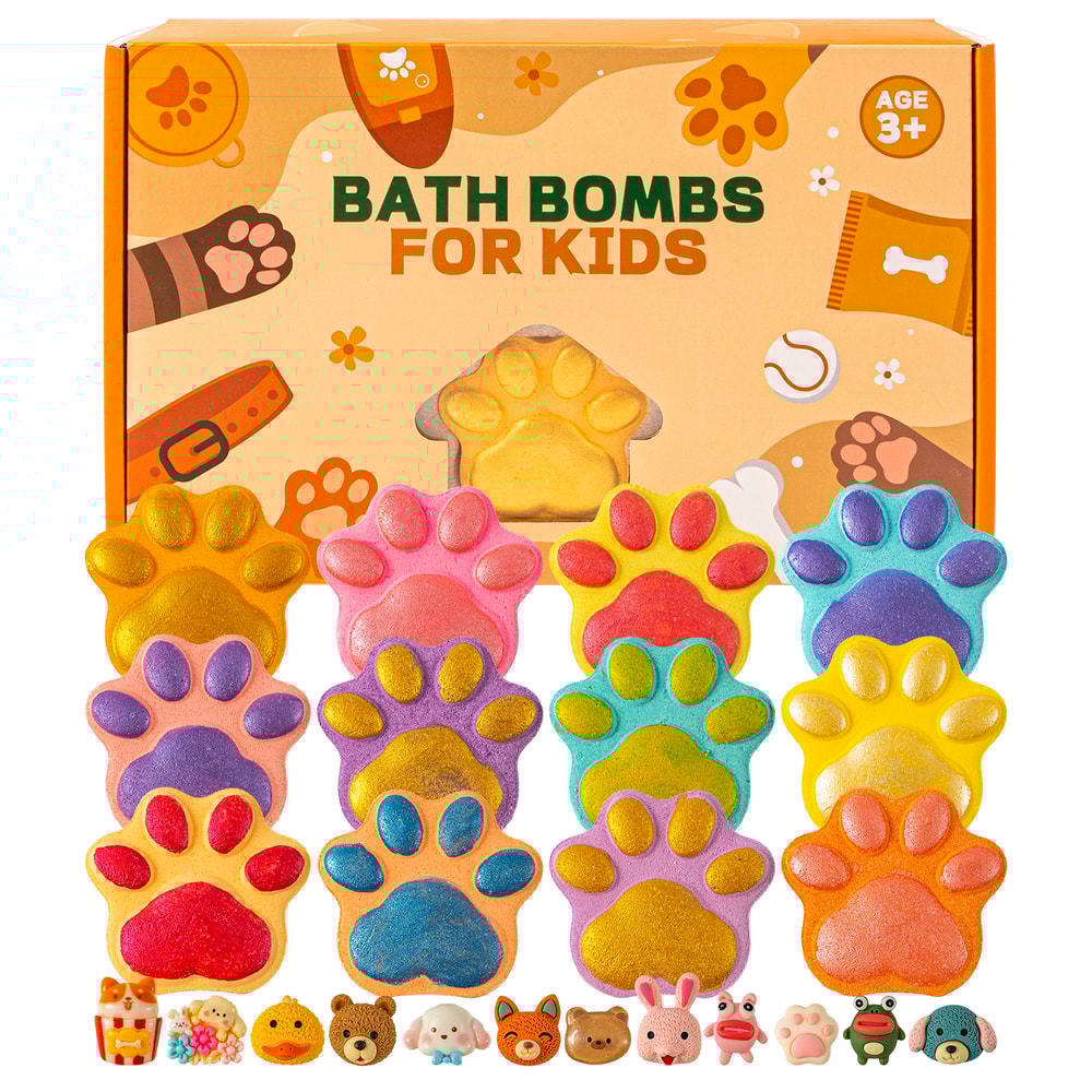 Kids Bubble Bath Bath Bombs With Surprise Toys Inside Paw Bath Bombs Gift Set Bubble Bath Kit For F 0