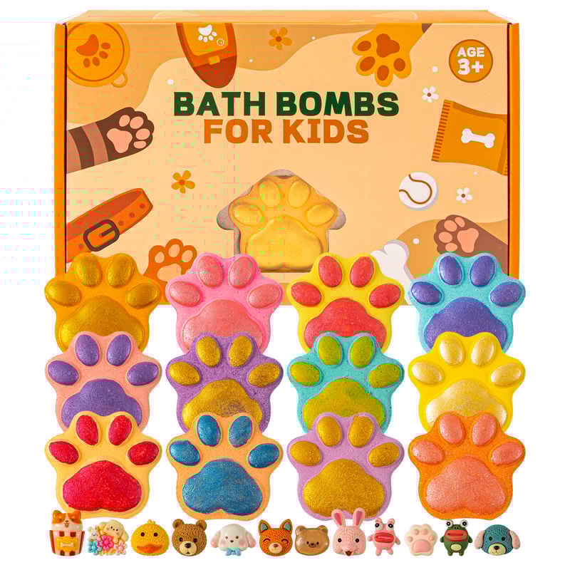 Kids Bubble Bath Bath Bombs With Surprise Toys Inside Paw Bath Bombs Gift Set Bubble Bath Kit For F 0