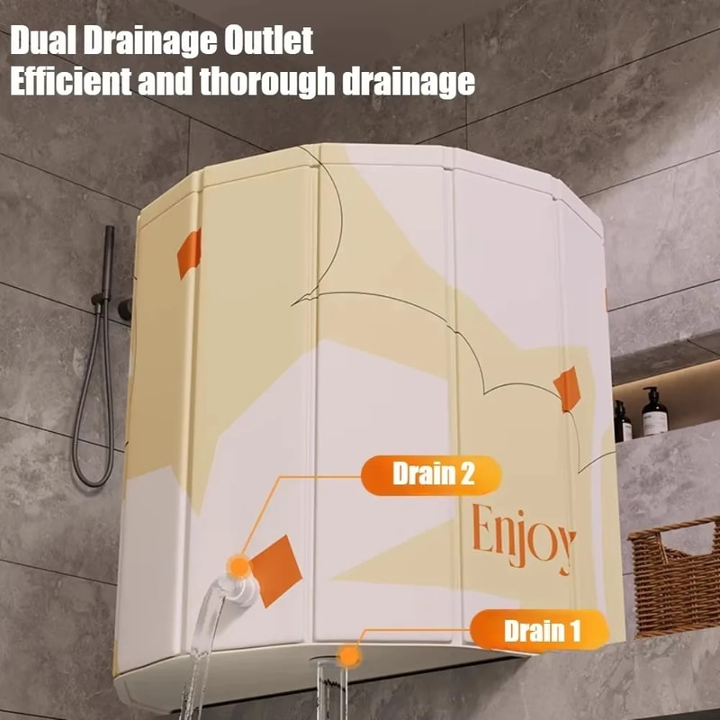 Portable Folding Bathtub Simple Bathtub Longlasting Durable Thick Adult Bathtub With Temperature Co 2