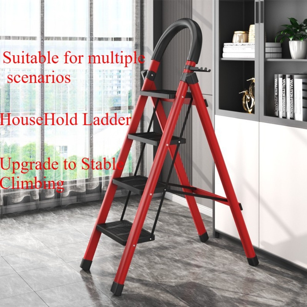 Small Portable Foldable Household Ladder Multipurpose Telescopic Four Step Ladder Multifunctional I 2