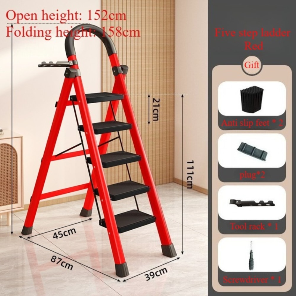 Small Portable Foldable Household Ladder Multipurpose Telescopic Four Step Ladder Multifunctional I 7