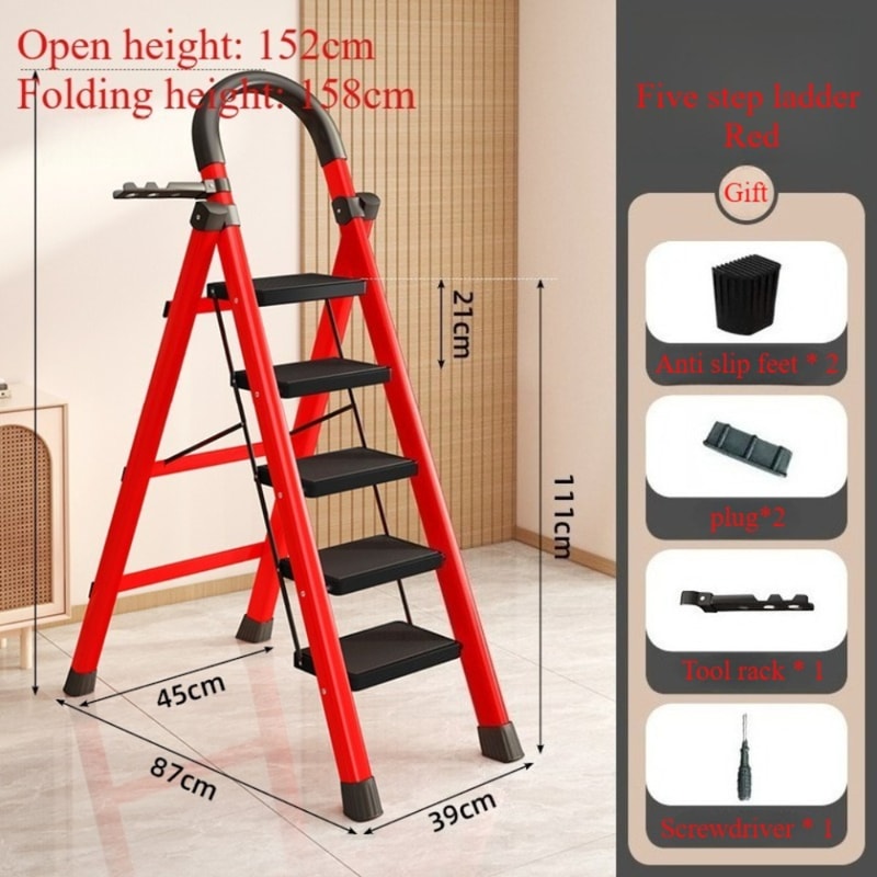 Small Portable Foldable Household Ladder Multipurpose Telescopic Four Step Ladder Multifunctional I 7