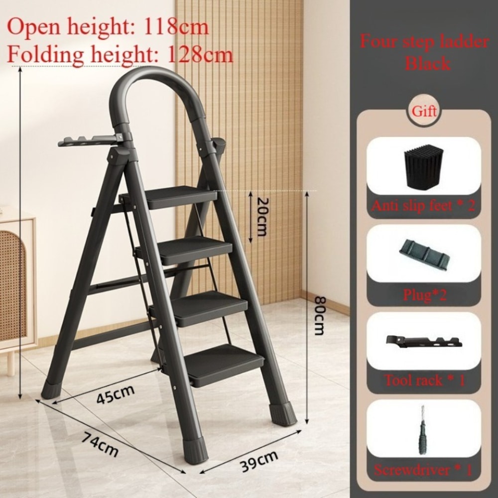 Small Portable Foldable Household Ladder Multipurpose Telescopic Four Step Ladder Multifunctional I 6