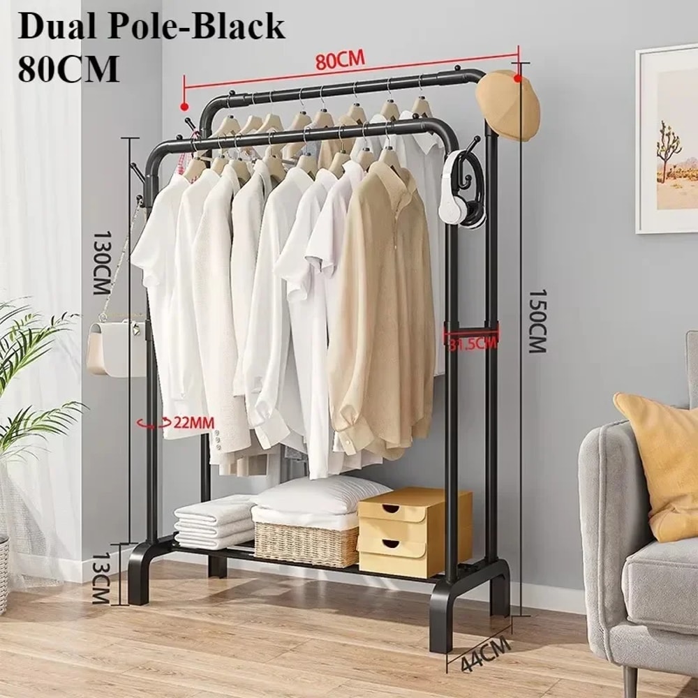 Floor Standing Metal Clothes Rack Detachable Storage Easy To Assemble Convenient Clothes Rack 7
