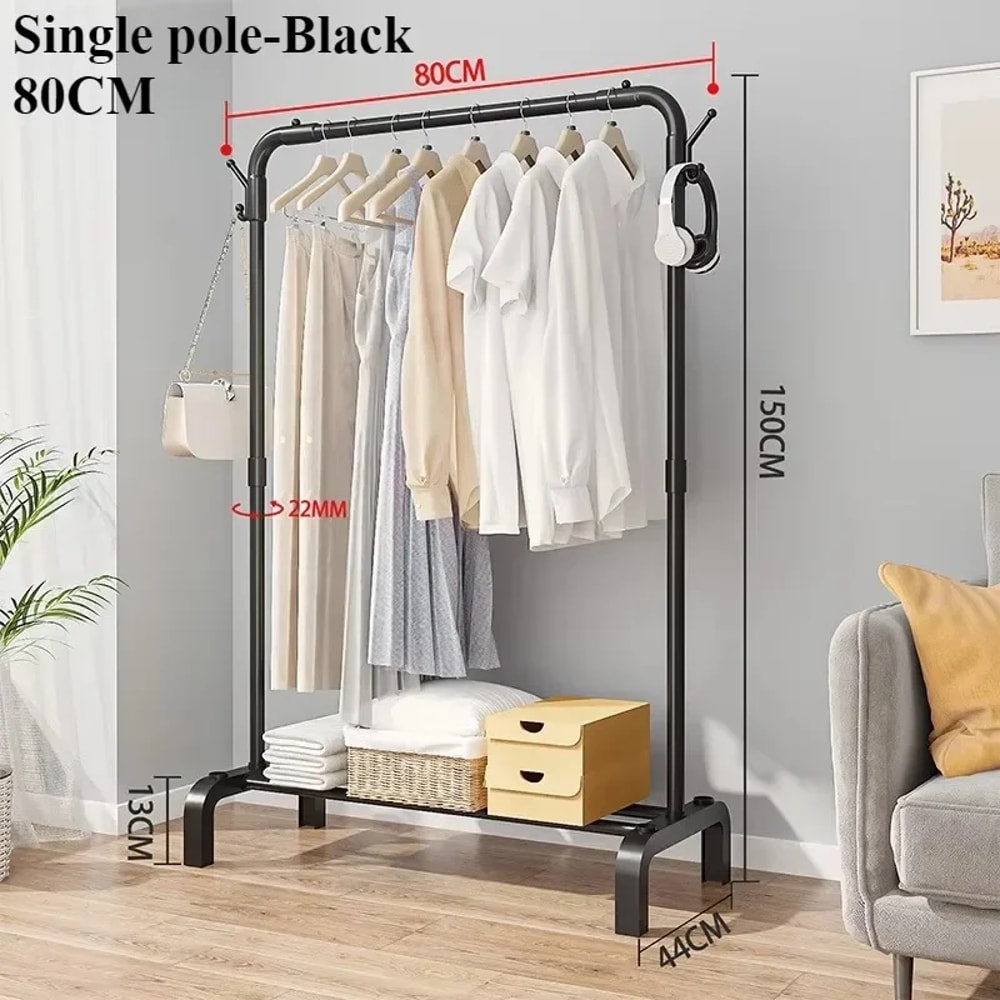 Floor Standing Metal Clothes Rack Detachable Storage Easy To Assemble Convenient Clothes Rack 5