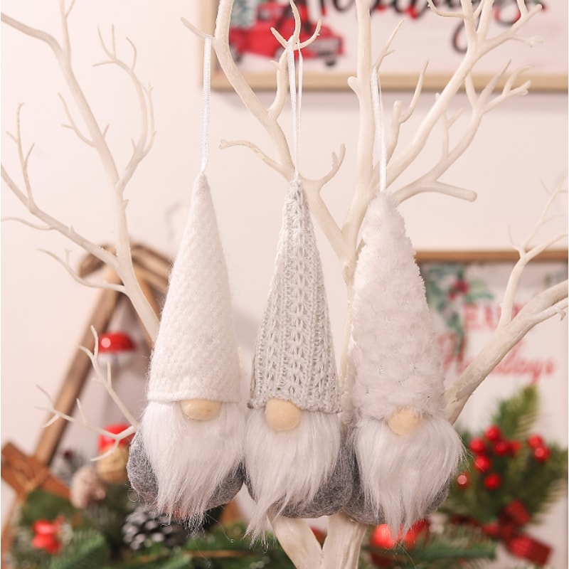 Holiday Tree Ornaments Christmas Hanging Decorations Swedish Handmade Plush Santa Elves Home Christ 7