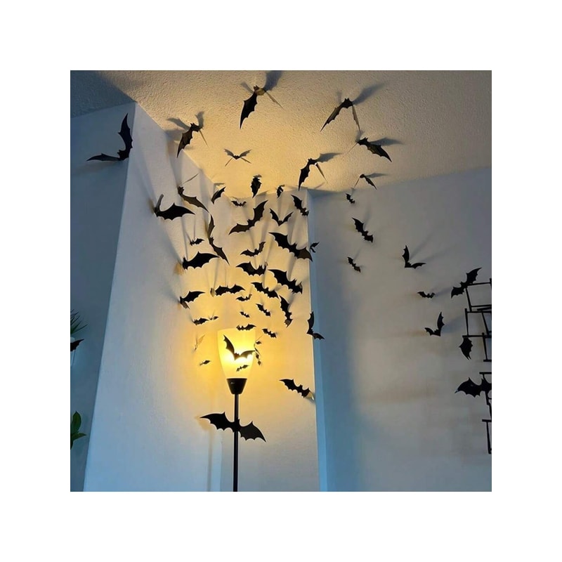 Waterproof 3D Black Bats Wall Decor Halloween Wall Art For Home Or Party 0