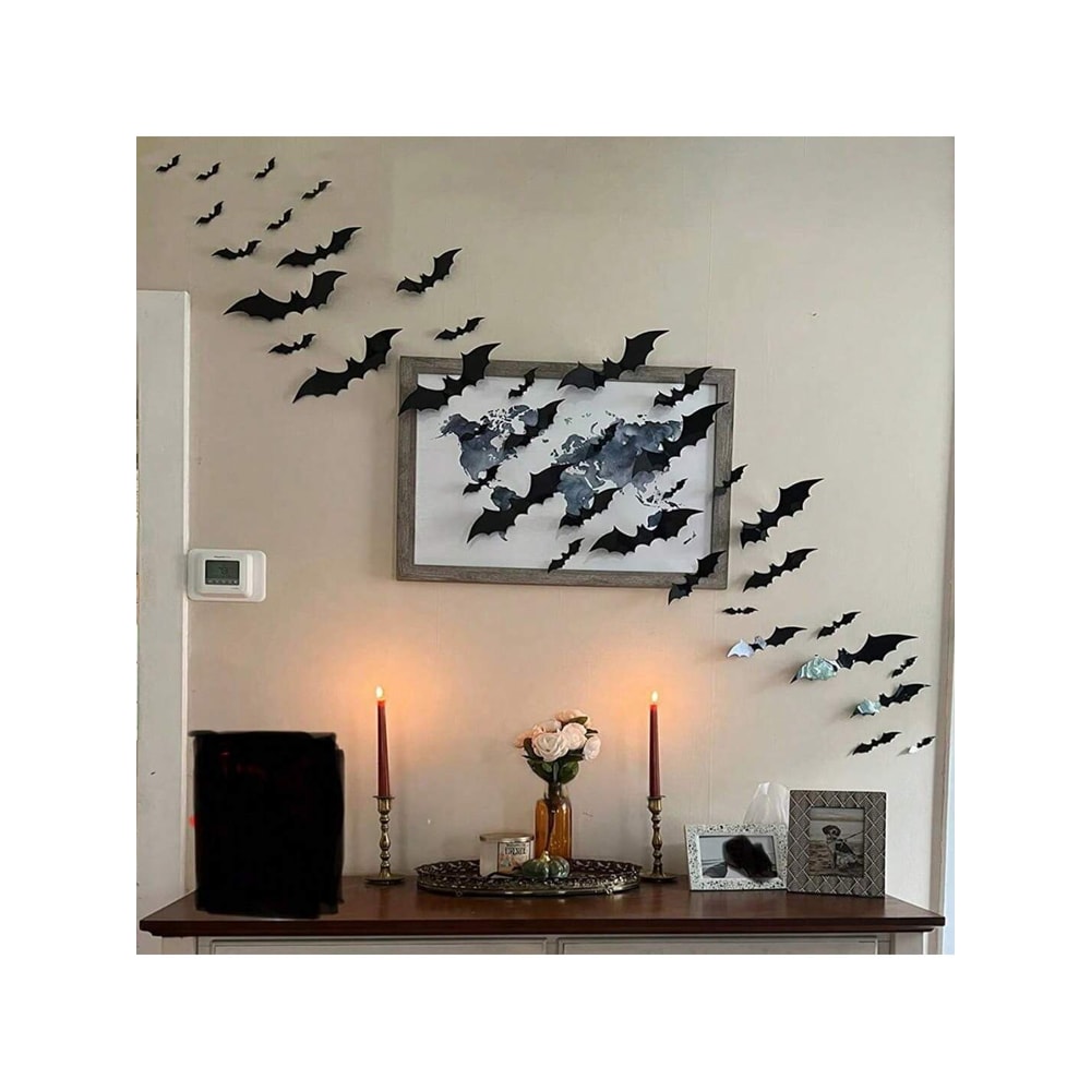 Waterproof 3D Black Bats Wall Decor Halloween Wall Art For Home Or Party 1