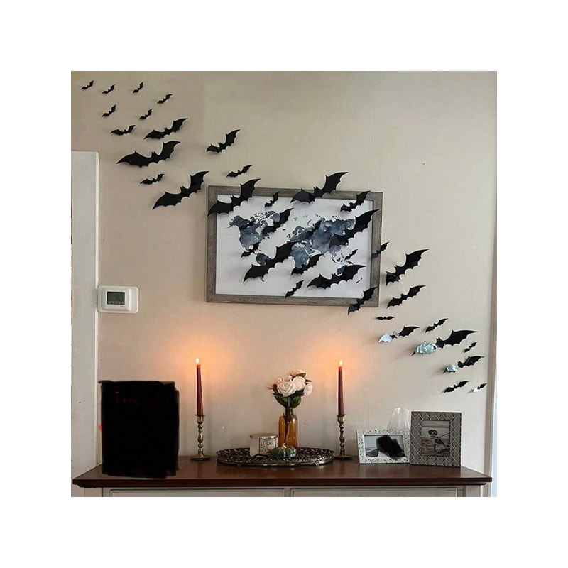Waterproof 3D Black Bats Wall Decor Halloween Wall Art For Home Or Party 1
