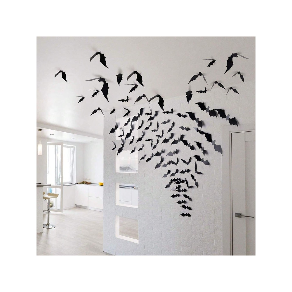 Waterproof 3D Black Bats Wall Decor Halloween Wall Art For Home Or Party 3