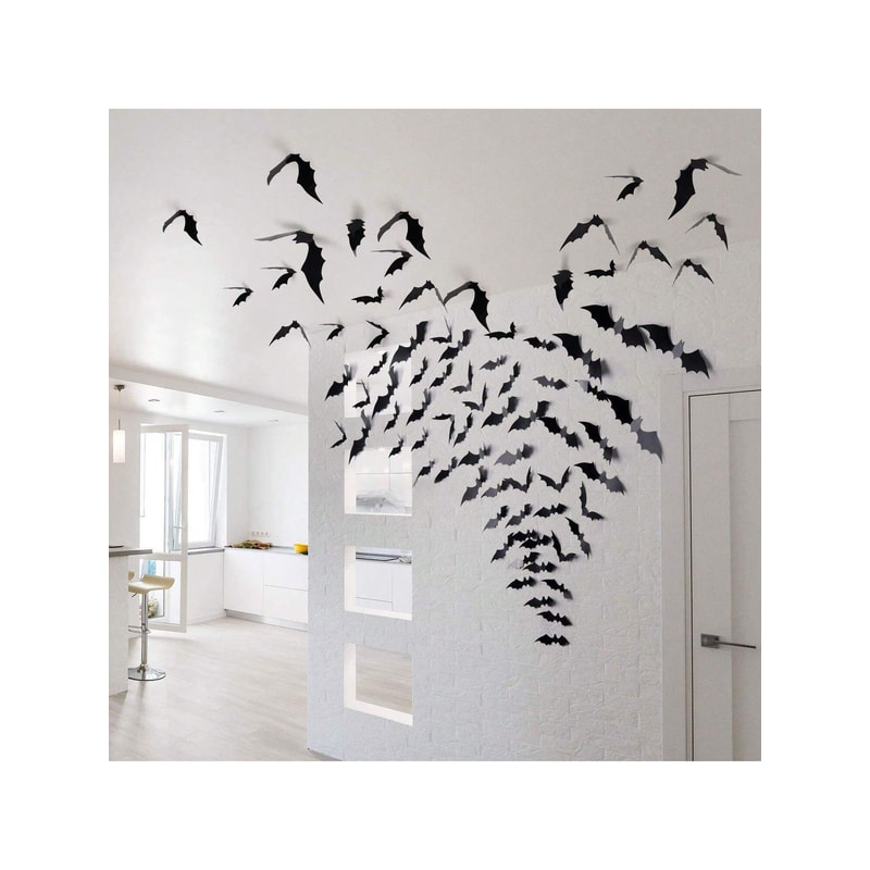 Waterproof 3D Black Bats Wall Decor Halloween Wall Art For Home Or Party 3