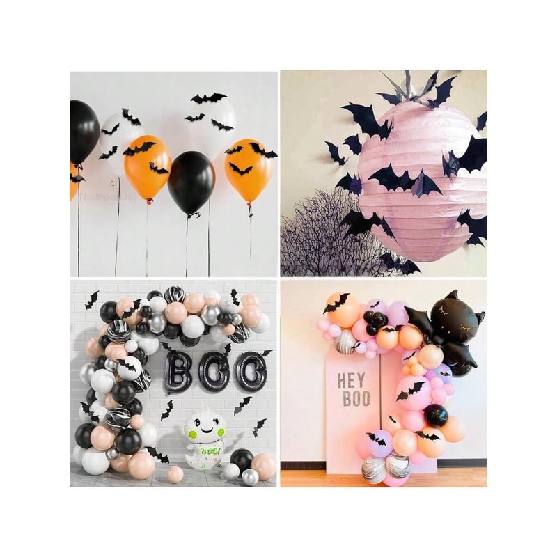 Waterproof 3D Black Bats Wall Decor Halloween Wall Art For Home Or Party 5