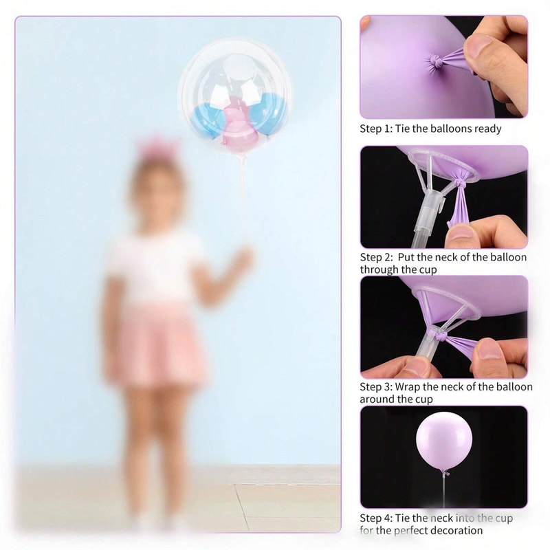 Clear Balloon Sticks With Cups Big Balloon Holders For Birthday Party Graduation 1