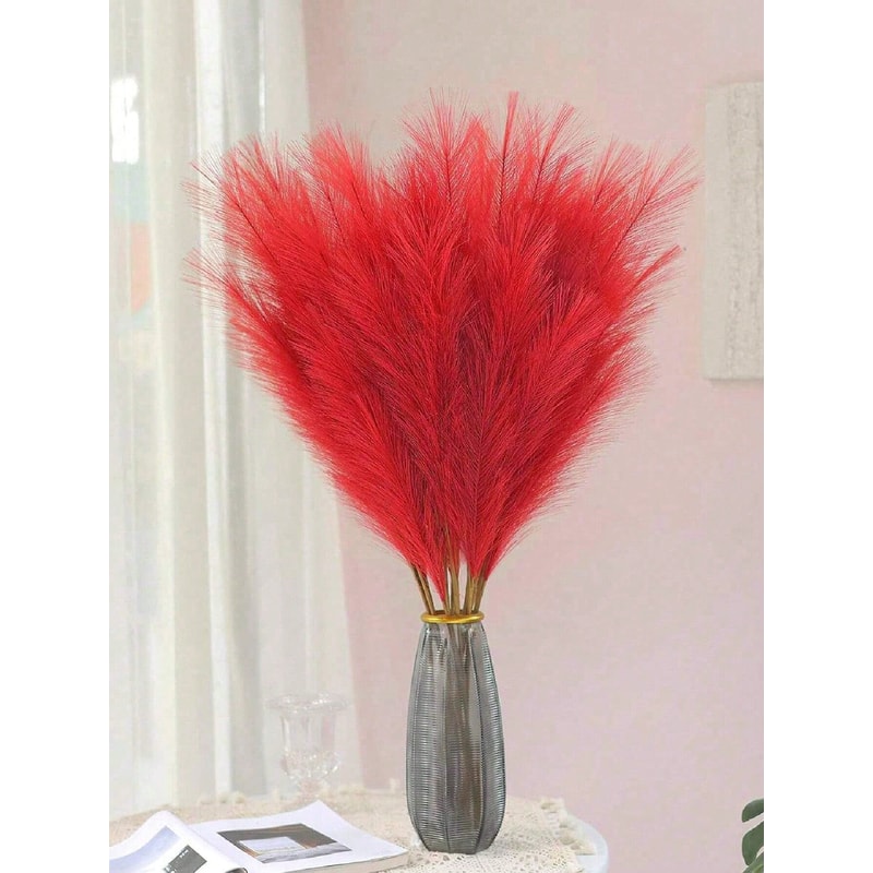 Large Red Artificial Pampas Tree Branches Tall Faux Grass For Wedding Party Decoration 1