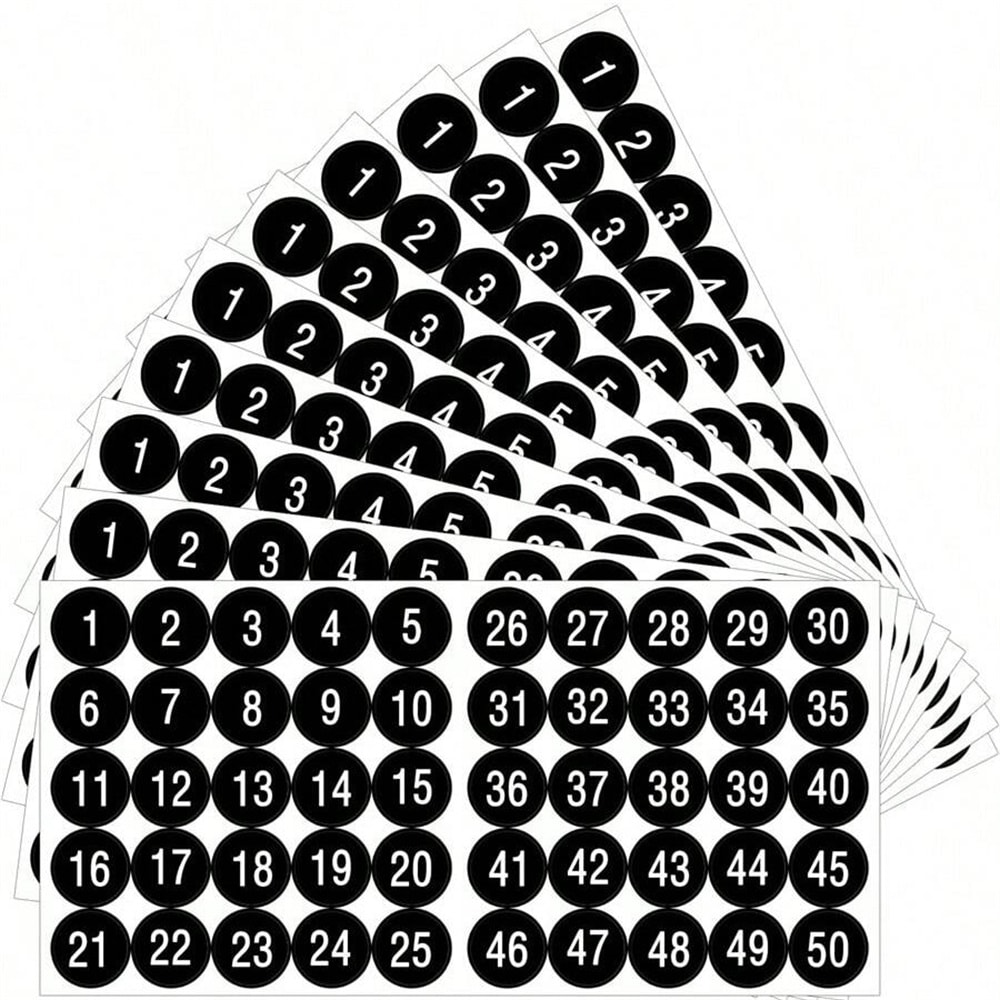 Waterproof Vinyl Number Stickers Sheets Consecutive Decals SelfAdhesive For Party Gift Decoration 0
