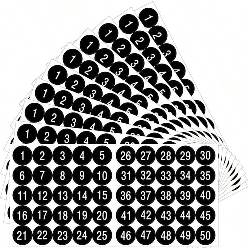 Waterproof Vinyl Number Stickers Sheets Consecutive Decals SelfAdhesive For Party Gift Decoration 0