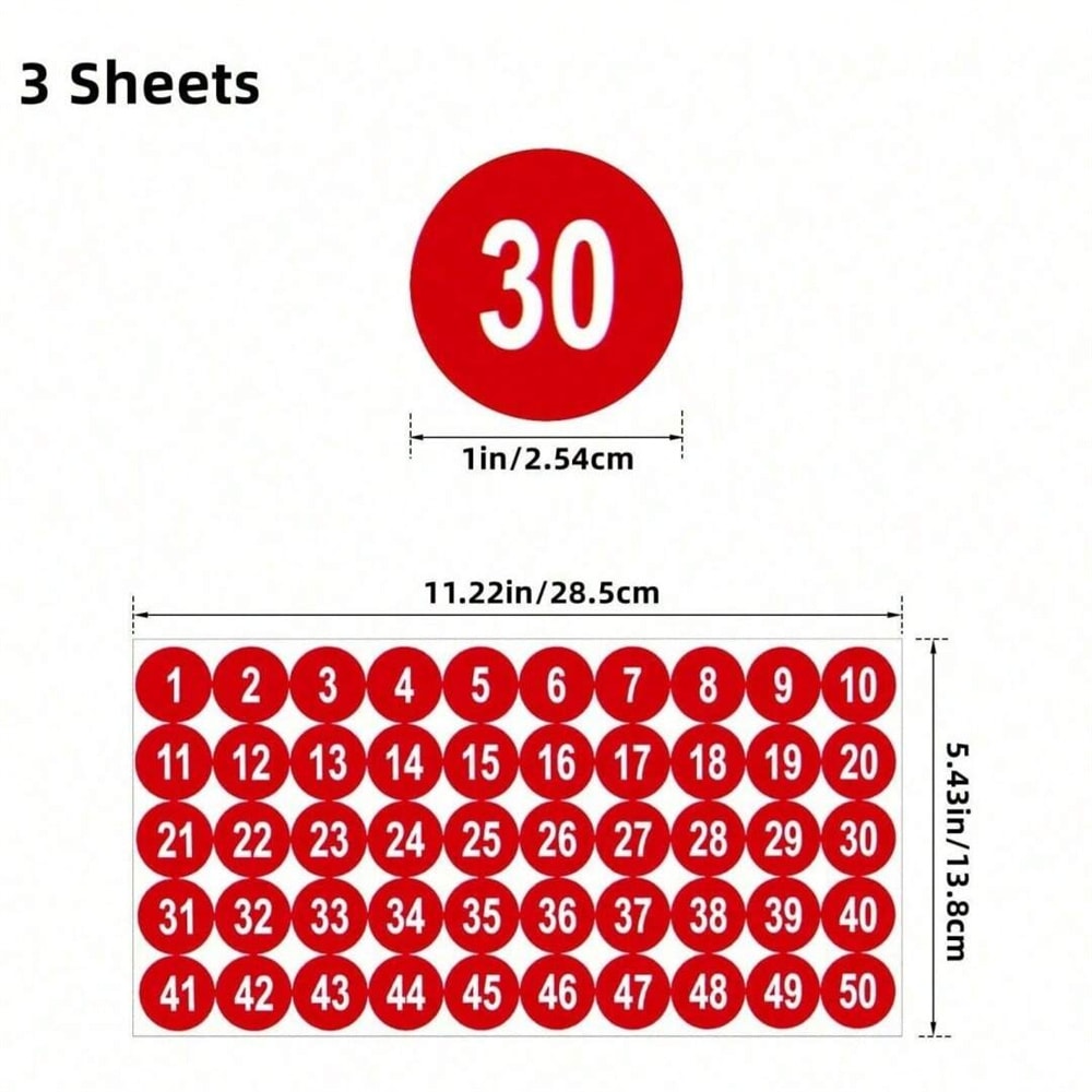 Waterproof Vinyl Number Stickers Sheets Consecutive Decals SelfAdhesive For Party Gift Decoration 6