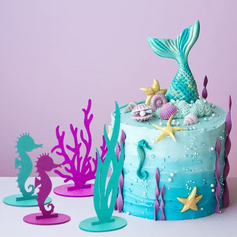 Under The Sea Party Supplies Mermaid Birthday Decorations Felt Table Centerpiece 3