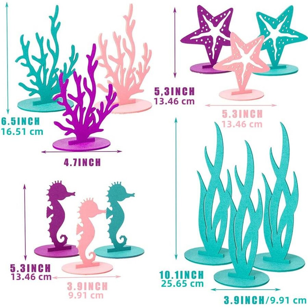 Under The Sea Party Supplies Mermaid Birthday Decorations Felt Table Centerpiece 5