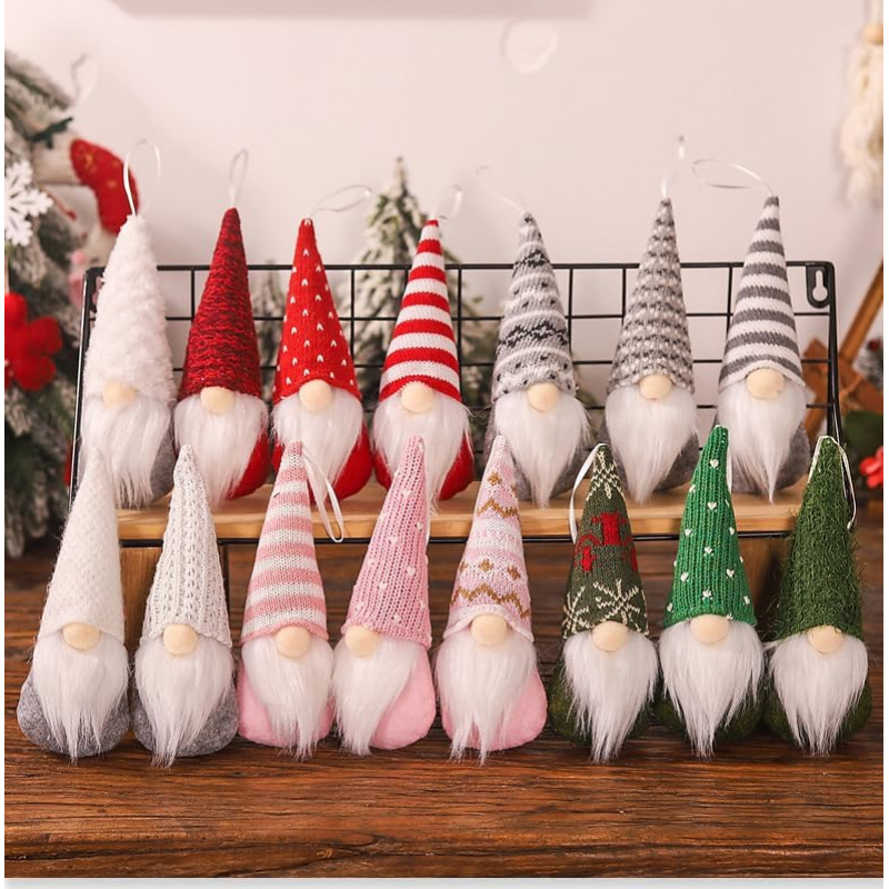 Christmas Hanging Decorations Handmade Plush Santa Elves Home Christmas Decoration 1