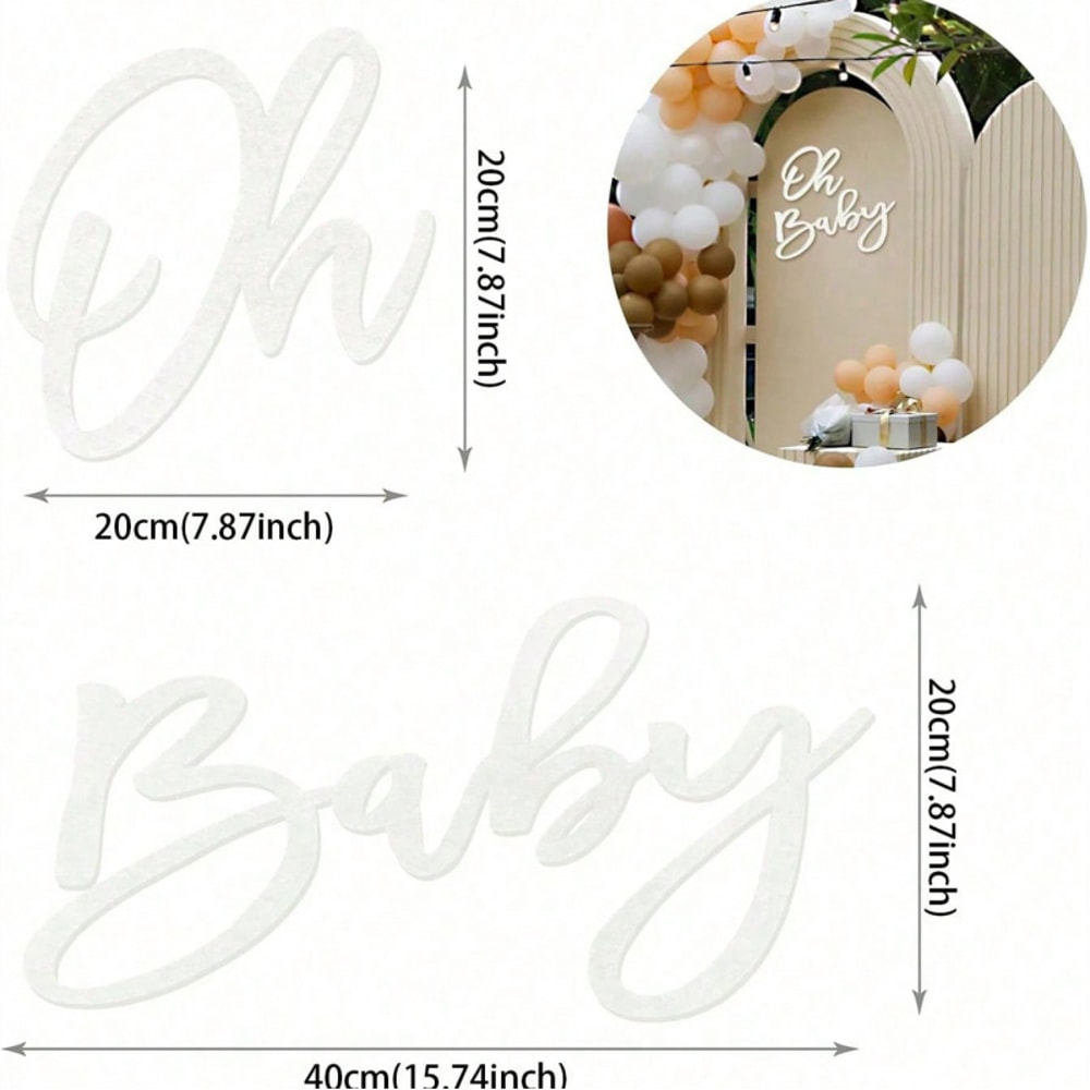 Felt Oh Baby Sign For Baby Shower Backdrop Birthday Party Banner Photography Background 6