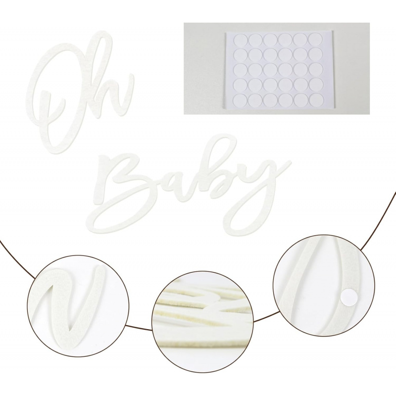 Felt Oh Baby Sign For Baby Shower Backdrop Birthday Party Banner Photography Background 5