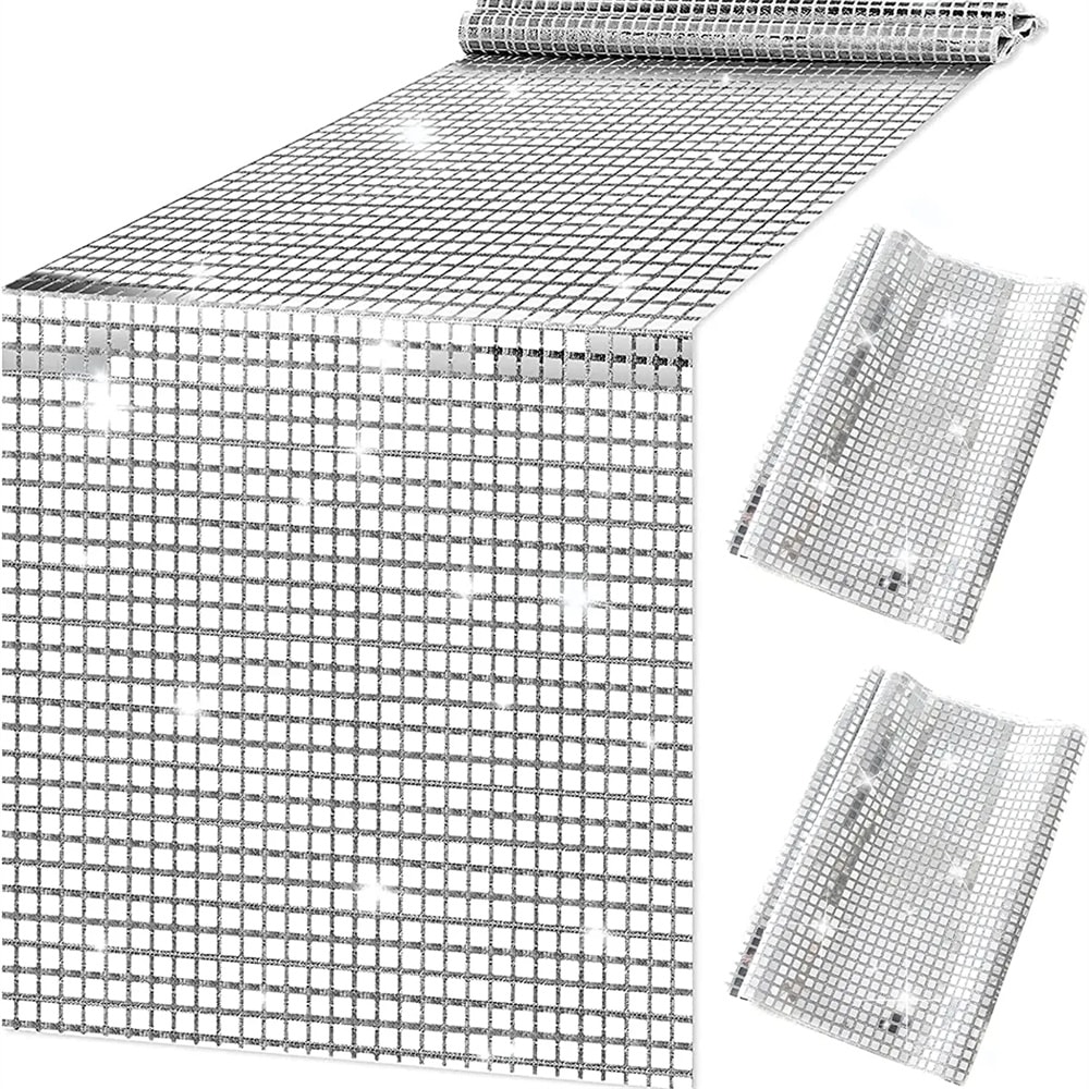 Glitter Sequin Table Runner Mirror Gold Silver Metallic Dining Table Decoration for Wedding Party Birthday