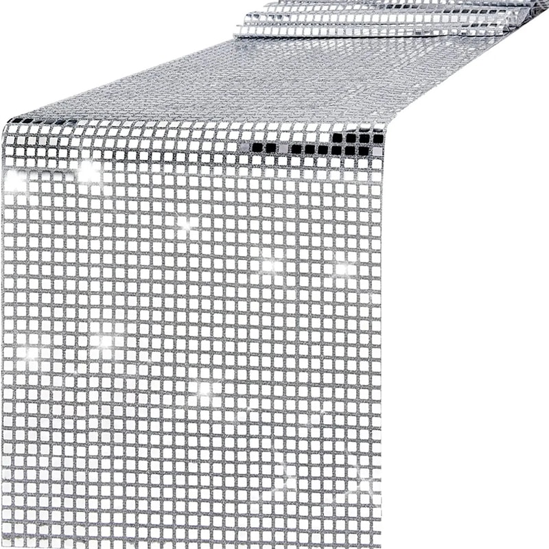 Glitter Sequin Table Runner Mirror Gold Silver Metallic Dining Table Decoration for Wedding Party Birthday