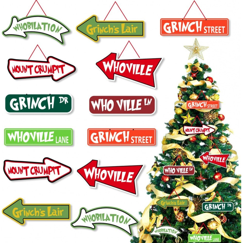 Whoville Christmas Tree Ornaments Greench Paper Card Hanging Welcome To Whoville Tree Decorations 0
