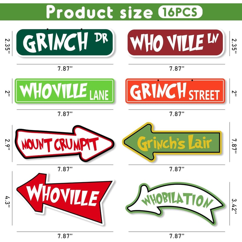 Whoville Christmas Tree Ornaments Greench Paper Card Hanging Welcome To Whoville Tree Decorations 4