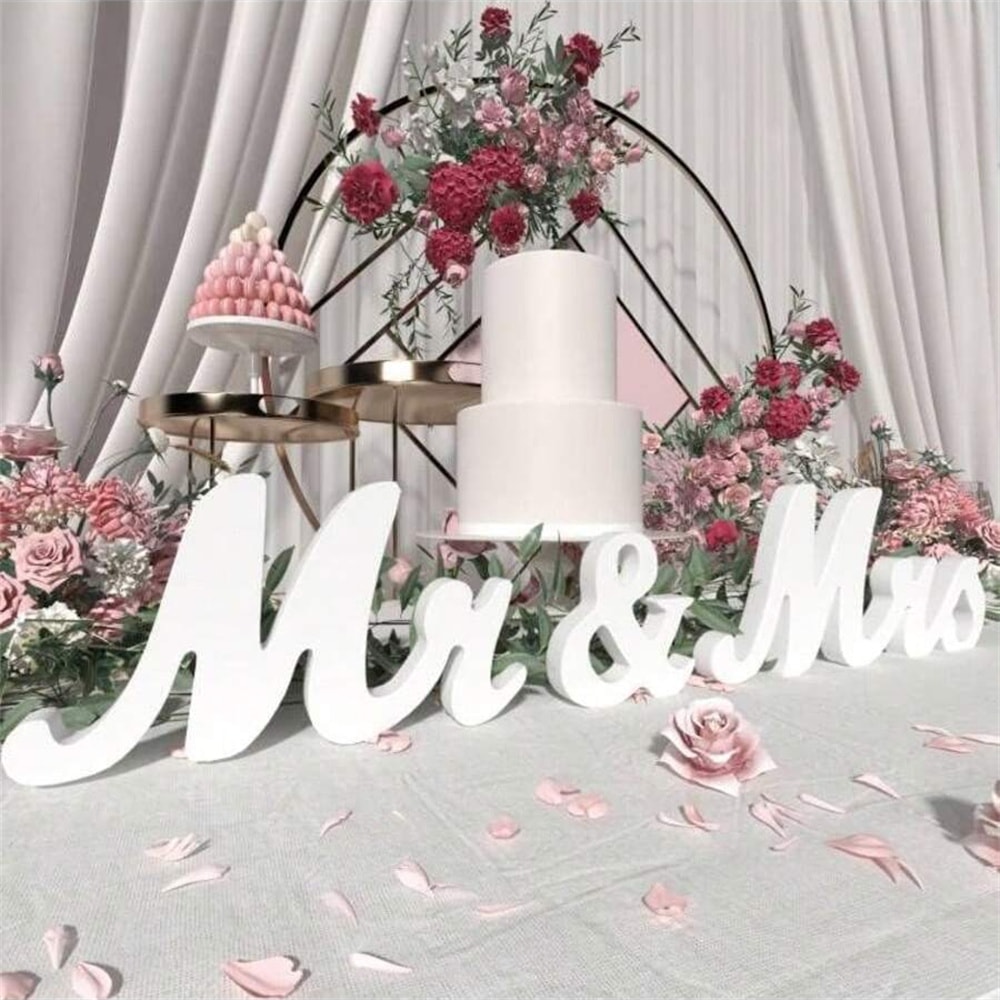 Wooden Mr and Mrs Sign Wedding Ceremony Check-In Desk Dining Table Home Hotel Decoration