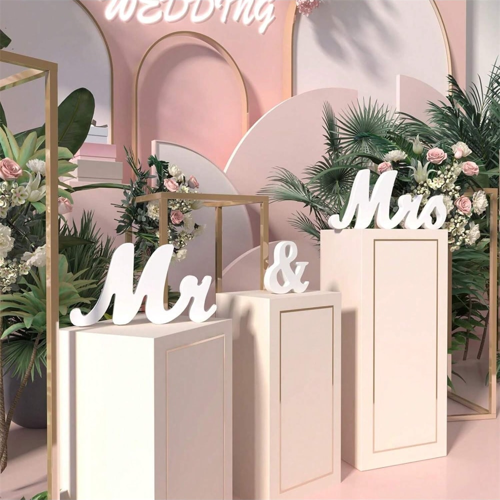 Wooden Mr and Mrs Sign Wedding Ceremony Check-In Desk Dining Table Home Hotel Decoration
