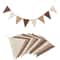 Brown Burlap Pennant Banner Triangle Flags with Coffee Linen Twine String for DIY Celebration Wedding Birthday Party