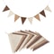 Brown Burlap Pennant Banner Triangle Flags with Coffee Linen Twine String for DIY Celebration Wedding Birthday Party
