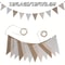 Brown Burlap Pennant Banner Triangle Flags with Coffee Linen Twine String for DIY Celebration Wedding Birthday Party