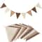 Brown Burlap Pennant Banner Triangle Flags with Coffee Linen Twine String for DIY Celebration Wedding Birthday Party