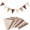 Brown Burlap Pennant Banner Triangle Flags with Coffee Linen Twine String for DIY Celebration Wedding Birthday Party